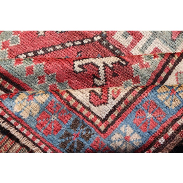 Antique Caucasian Kazak Rug With Sub-Geometric Medallion's Design For Sale - Image 4 of 10