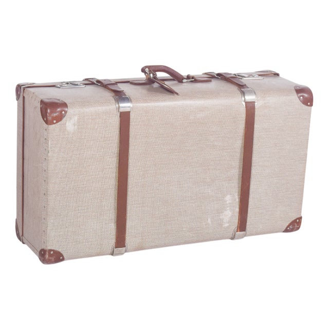 Mid-Century Modern Travelling Bag with Leather, 1950s For Sale