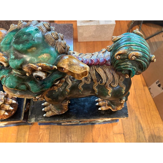 Pair of 19th Century Chinese Foo Dogs on Stands For Sale - Image 10 of 10