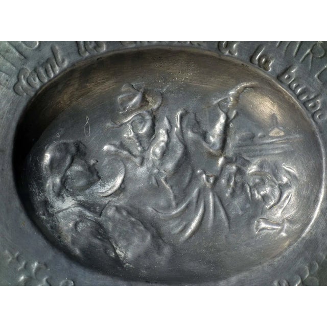 Antique French Pewter Barber Shaving Bowl For Sale - Image 4 of 6