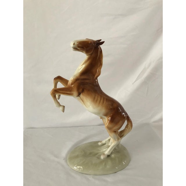 Royal Dux Porcelain Rearing Horse 1940’s For Sale - Image 4 of 11