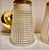 An unusual pair of tapered brass and glass pendants lights perfect for a kitchen island or foyer. Overall 11"H plus 3"...