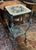 Vintage Casted Aluminum Figural Leg Verdigris Two Tier Plant Stand 28" Tall 28" Tall Top is roughly 11" square