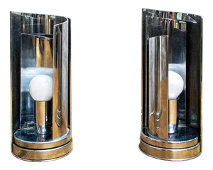 Model 447 Aluminum Table Lamps from Selenova, 1970s, Set of 2
