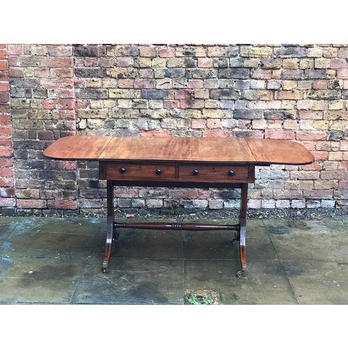 Hollywood Regency Regency Sofa Table in Cuban Mahogany with Inlay For Sale - Image 3 of 14