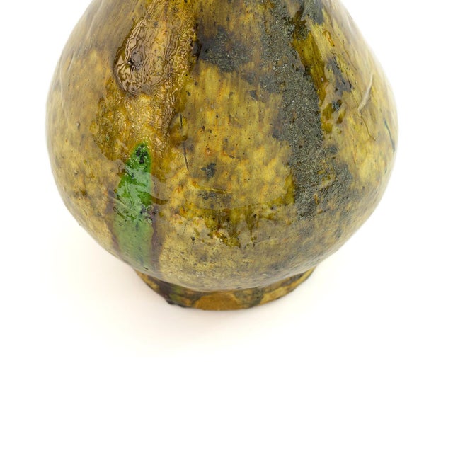 Ceramic Tamegroute Amber Glazed Ceramic Pitcher Vase | One of a Kind For Sale - Image 7 of 7