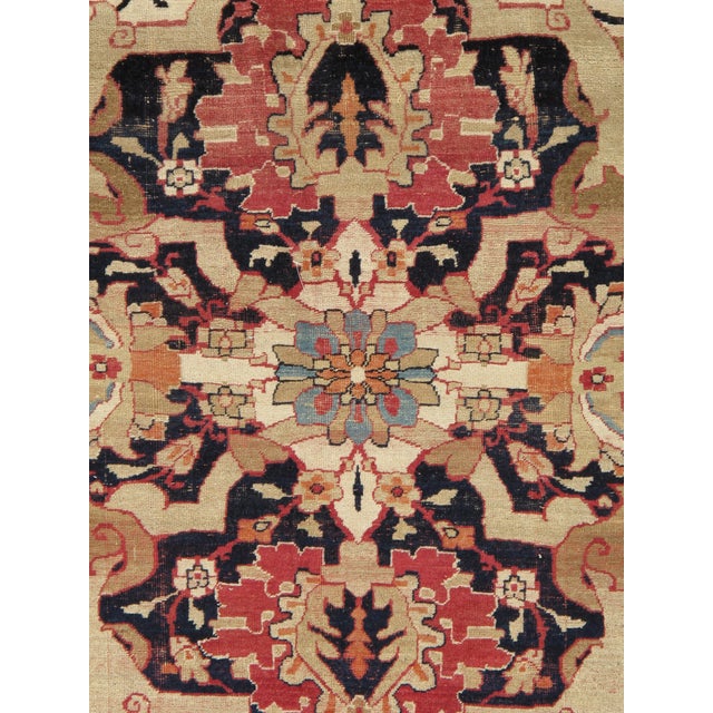 Persian Antique Persian Lavar Kerman Oriental Carpet, Handmade, White, Navy, Jewel Tone For Sale - Image 3 of 18