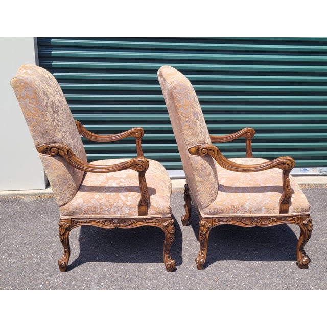 1990s 1990s Fine Pair of Large High Back Georgian Style Armchairs For Sale - Image 5 of 12