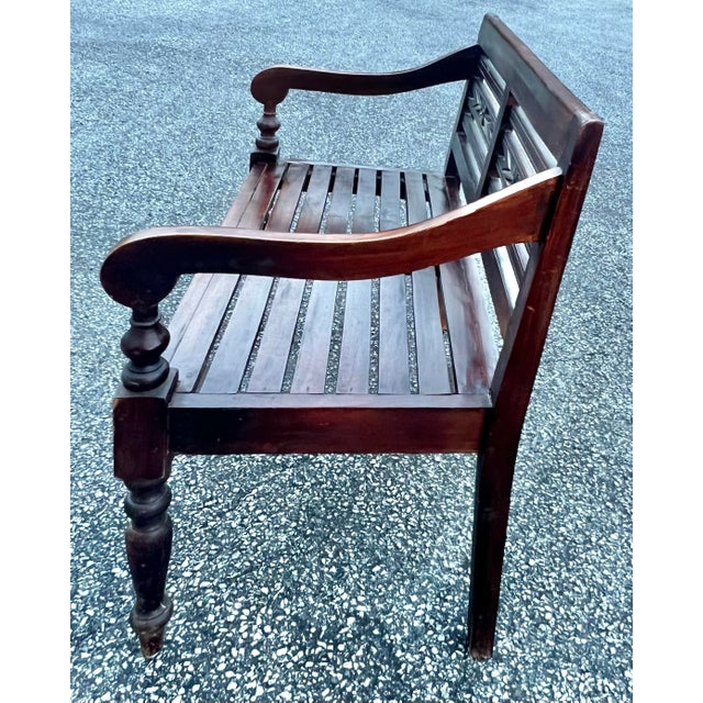 Balinese Teak Bench For Sale - Image 4 of 10