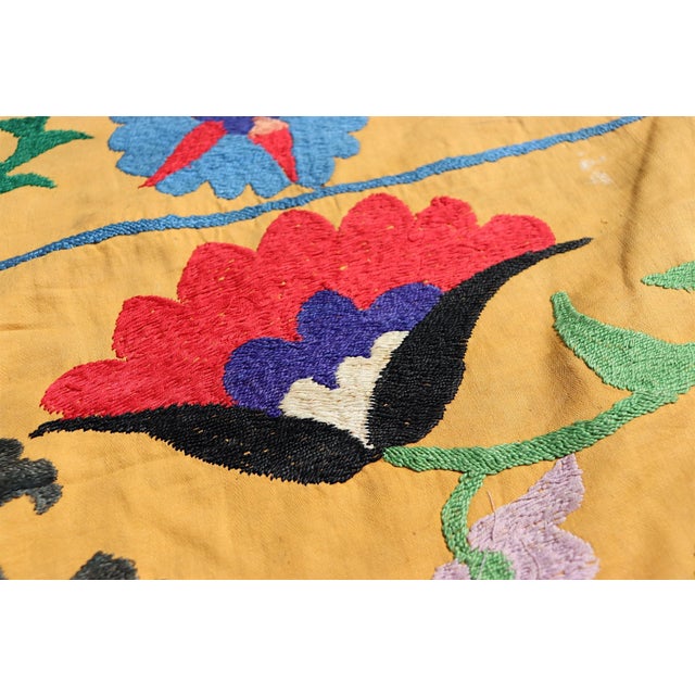 Vintage Hand Embroidered Suzani Wall Hanging, 1920s For Sale - Image 10 of 18