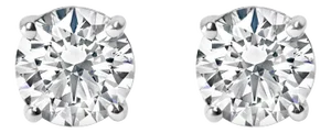 14K White Gold 1.0 Cttw Round Brilliant Cut Lab Grown White Diamond 4-Prong Classic Solitaire Stud Earrings (G-H Color, VS1-VS2 Clarity) - 2 Pieces