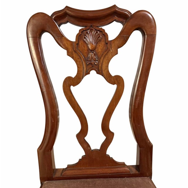Queen Anne 19th Century Queen Anne Walnut Dining Chairs – Set of 6 – Pierced Backs, Ball & Claw Feet For Sale - Image 3 of 12