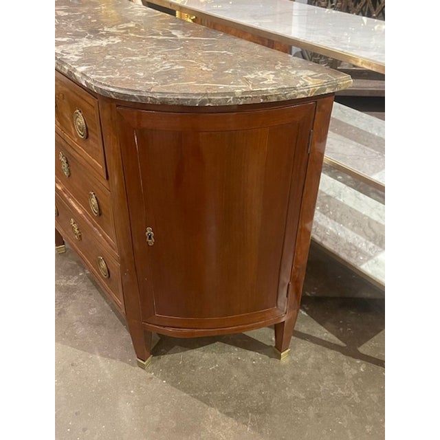 French French Louis XVI Walnut Demi-Lune Side Cabinet For Sale - Image 3 of 7