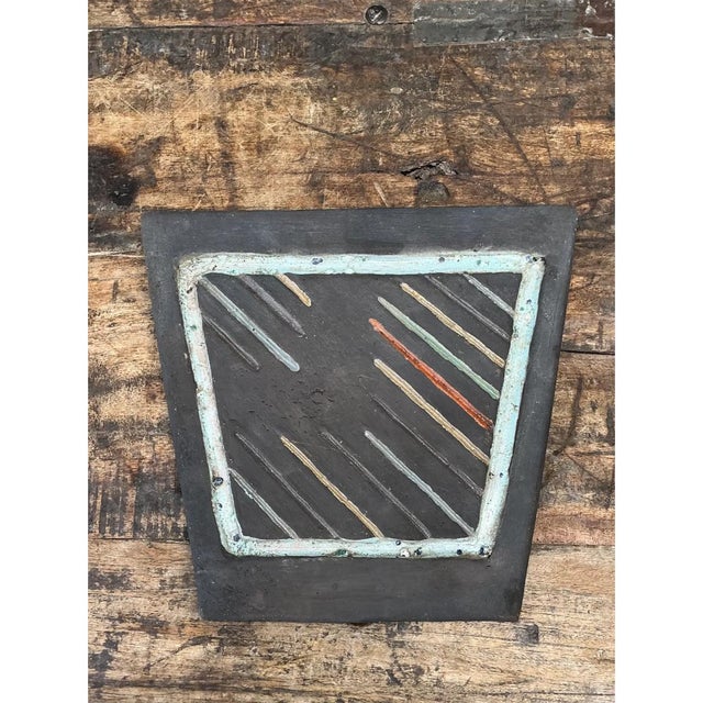 Vintage Geometric Patterned Ceramic Tile For Sale - Image 9 of 12