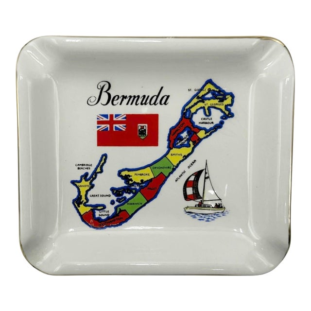 Vintage Bermuda Ceramic Ashtray Catchall Dish For Sale