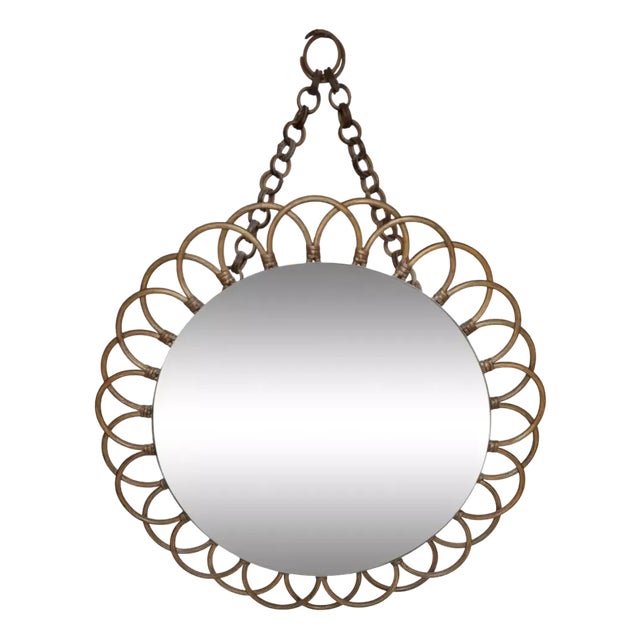 Rattan Sun Mirror, 1970s For Sale