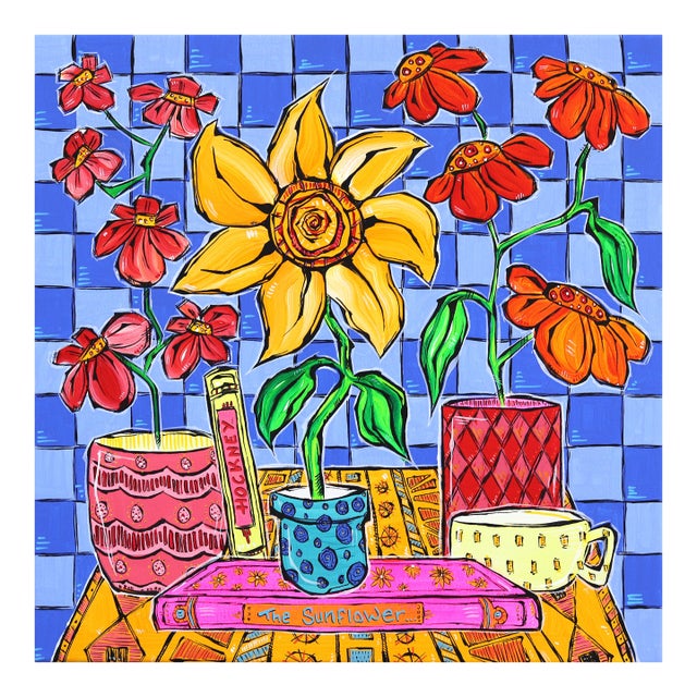 Sunflower - Abstract Vibrant Colorful Botanical Still Life Original Artwork by Jonjo Elliott For Sale