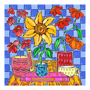 Sunflower - Abstract Vibrant Colorful Botanical Still Life Original Artwork by Jonjo Elliott