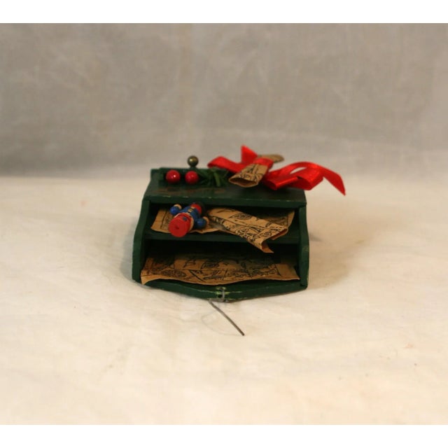 1960s Vintage 1960s Handcrafted Wooden Drafting Cabinet Plans for Toys Hanging Ornament For Sale - Image 5 of 8