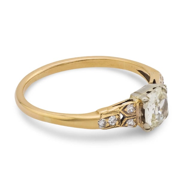 1940s Retro Old Mine Cut Diamond 14k Gold Engagement Ring, Size 7.75 For Sale In Los Angeles - Image 6 of 7