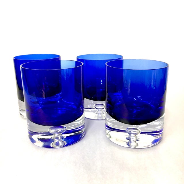Block Crystal Cobalt Blue Old Fashioned Glasses Set of 4 Chairish