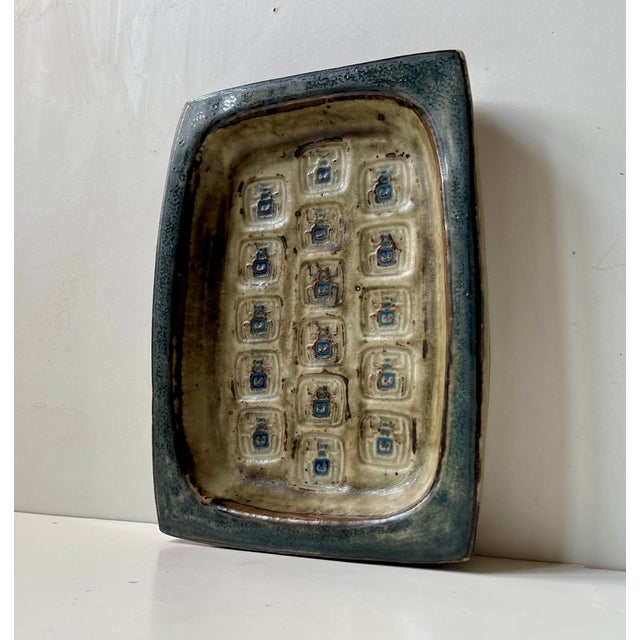 Mid-Century Modern Glazed Stoneware Scarab Dish by Jørgen Mogensen for Royal Copenhagen, 1960s For Sale - Image 3 of 9