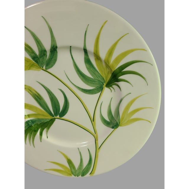 Late 20th Century Vintage Bergdorf Goodman Hand Painted in Italy Tropical Palm Leaf Platter For Sale - Image 5 of 7