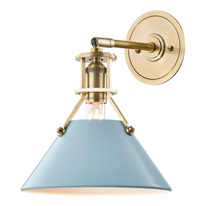 Hudson Valley Lighting Mark D. Sikes Painted No.2 1-Light Wall Sconce, Aged Brass/Blue Bird