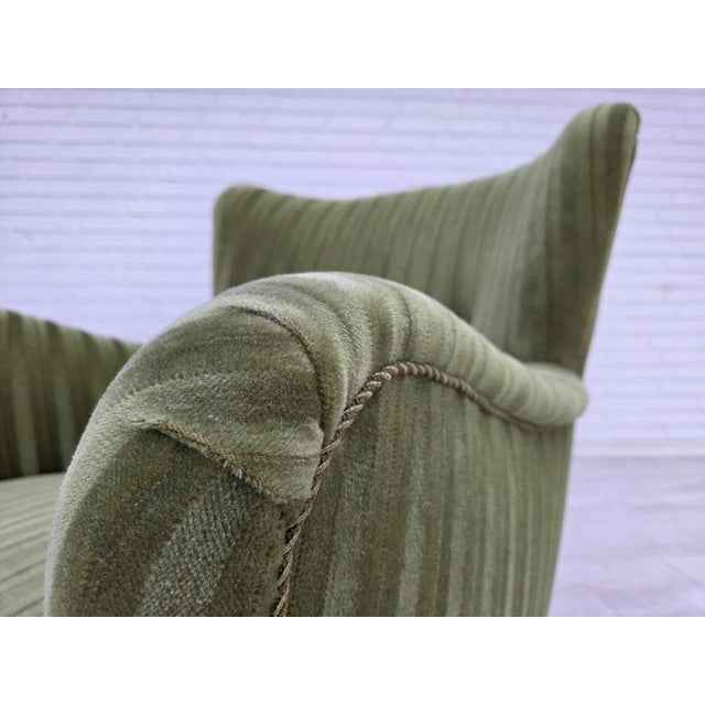Danish Armchair in Green Furniture Velour, 1960s For Sale - Image 12 of 18