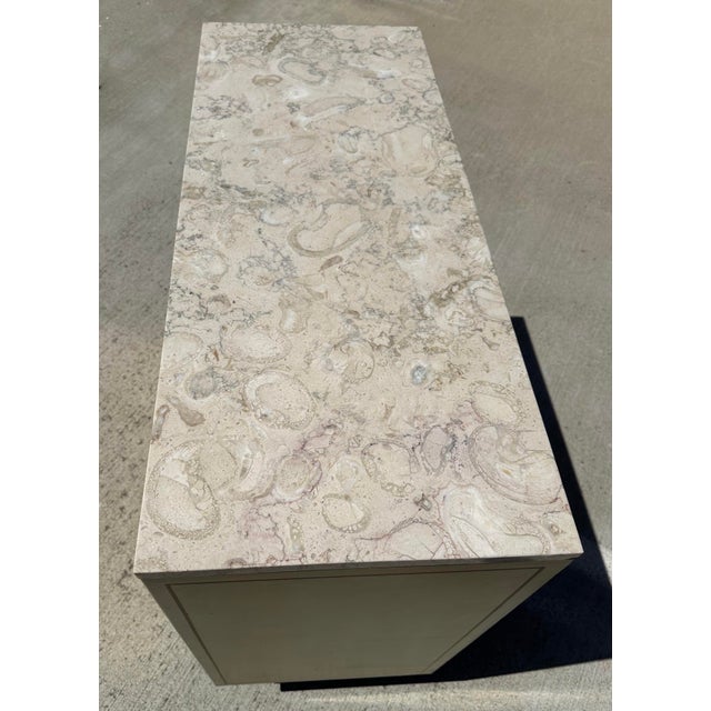 Vintage Marble and Gold Leaf Credenza Bar Cabinet For Sale - Image 10 of 14