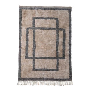 Modern Geometric Hand-Knotted Wool Rug | 9'5" X 6'9" | One of a Kind For Sale