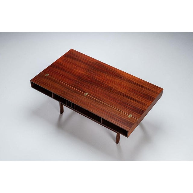Brown Flip-Top Partners Desk in Rosewood attributed to Peter Løvig Nielsen for Løvig, Denmark, 1960 For Sale - Image 8 of 18