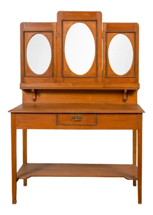 Vintage Woman's Vanity with Mirrored Panels, Single Drawer and Lower Shelf