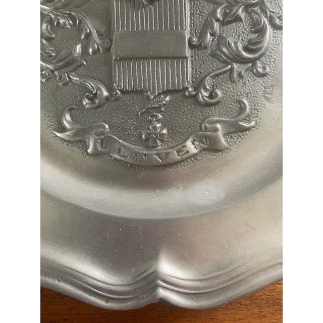 Mid 20th Century Mid-Century French Les Etains Du Prince Pewter Leuven Heraldic Wall Plate For Sale - Image 5 of 8