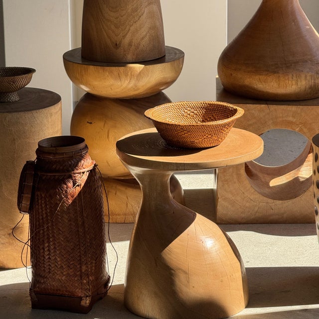 Side Table in Suar Wood with Spheres, 1980s For Sale - Image 9 of 11