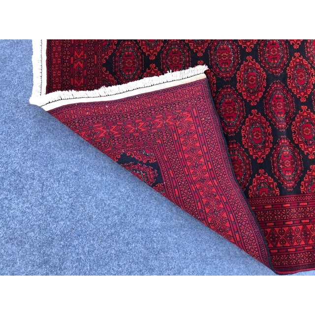 Hand Knotted Afghan Turkmen Rug For Sale - Image 6 of 6