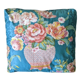 Vintage Brunschwig Fils Chinoiserie Glazed Chintz Custom Pillow For Sale