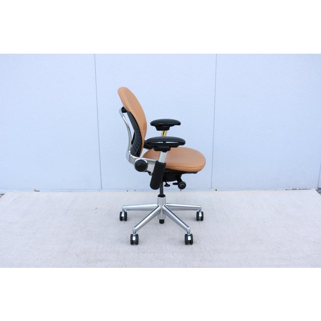 Steelcase Leap Coach Limited Edition Ergonomic Desk Chair in Camel Tan Leather For Sale - Image 10 of 18