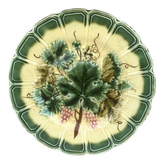 1880s Majolica Sarreguemines Vines and Grapes Plate For Sale