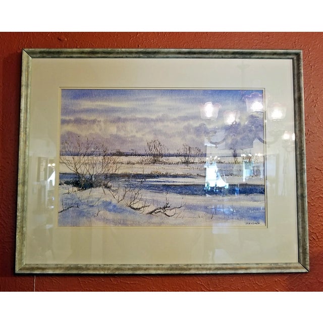 Early 21st Century Irish Watercolor by Rev Jh Flack of Winter on ‘The Bog of Allen’ For Sale - Image 5 of 9