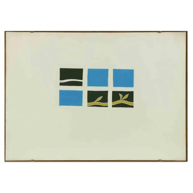 Carlo Cego, A Poet, 1966, Watercolor Drawing on Paper, Framed For Sale