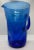 Mid-Century West Virginia Bischoff Glass Company Cobalt Blue Crackle Glass Pitcher For Sale - Image 4 of 12