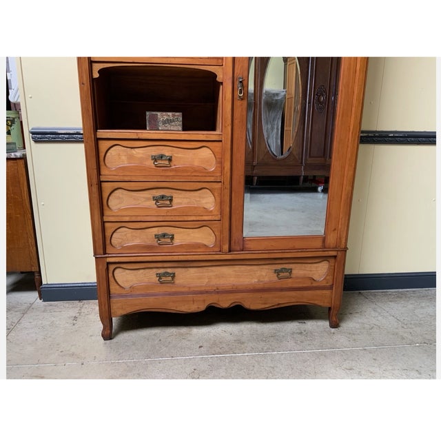Brown Antique Art Nouveau Linen Cupboard, 1910 For Sale - Image 8 of 9