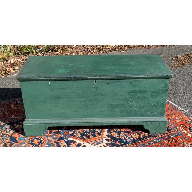 We are selling this vibrant green American Pine blanket chest. This blanket chest has simple New England form and is...