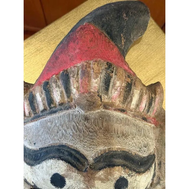 Early 20th Century Southeast Asian Folk Art Wooden Mask For Sale - Image 5 of 8