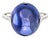 18k White Gold Oval Cabochon Igi Lab-Grown Blue Solitaire Ring, Size 6.25 For Sale