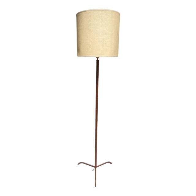 Leather Floor Lamp by Jacques Adnet, 1950s For Sale