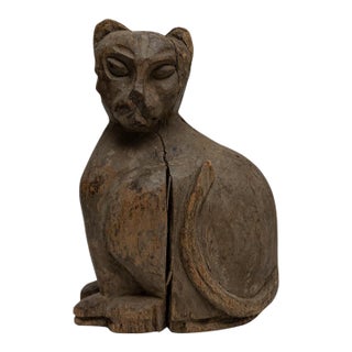 20th Century French Wooden Cat Sculpture For Sale