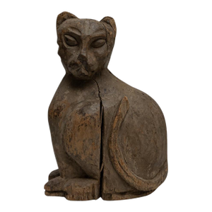 20th Century French Wooden Cat Sculpture