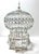 Vintage French Whitewashed Metal Birdcage With Green Glass Jewel Accents For Sale In Louisville - Image 6 of 12